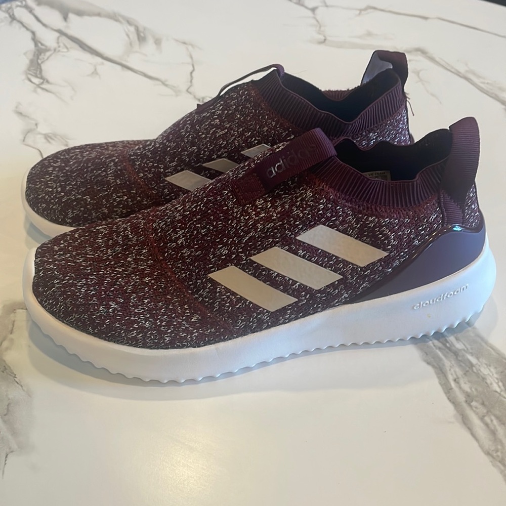 Women’s 7 1/2 Purple & White Adidas shoes- Slip on